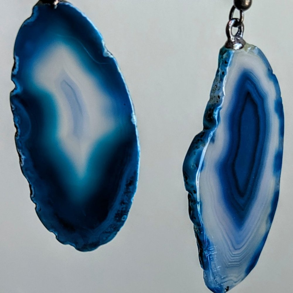 **SOLD** Sea Blue Geode (encased with resin) Earrings - Picture 1 of 2